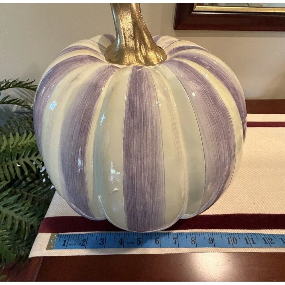 MacKenzie-Childs Violet Stripe Medium Pumpkin NEW IN BOX